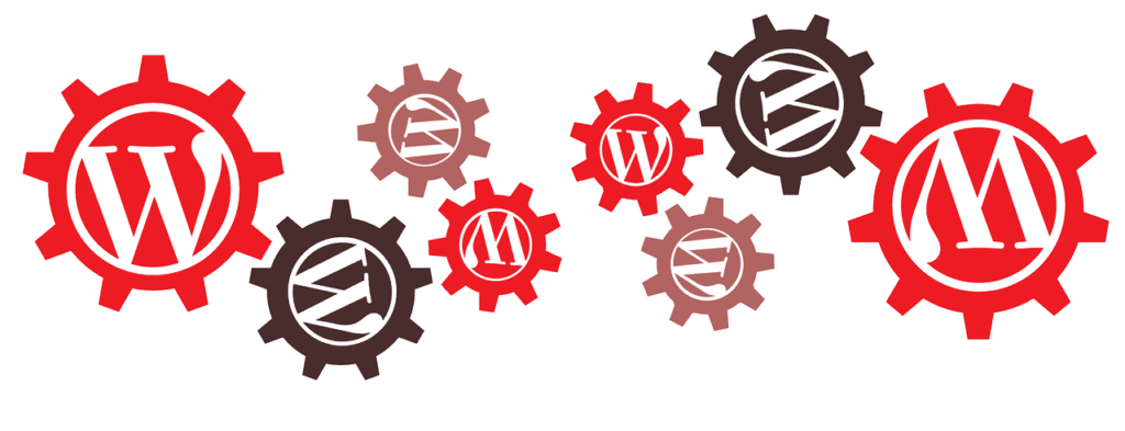 A row of gears with the WordPress logo